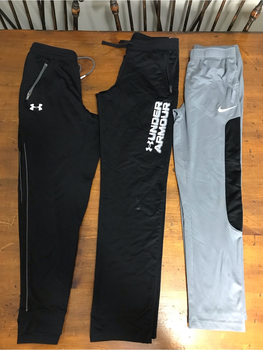 Under Armour Nike Boys' L Black & Grey Athletic Track Pants lot of 3